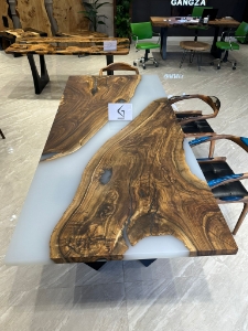 Picture of Ready to Ship 98'' x 43'' Hackberry Wood Dining Table 