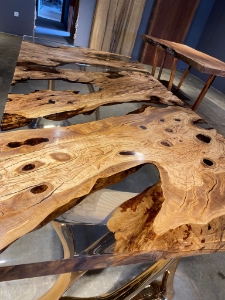 Picture of Olive Wood Clear Epoxy River Table Top 