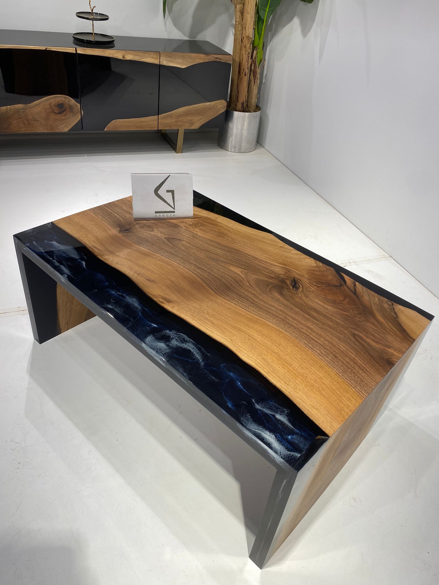 Picture of Custom Order Waterfall Coffee Table | Live Edge Resin Table |Epoxy Coffee Table 