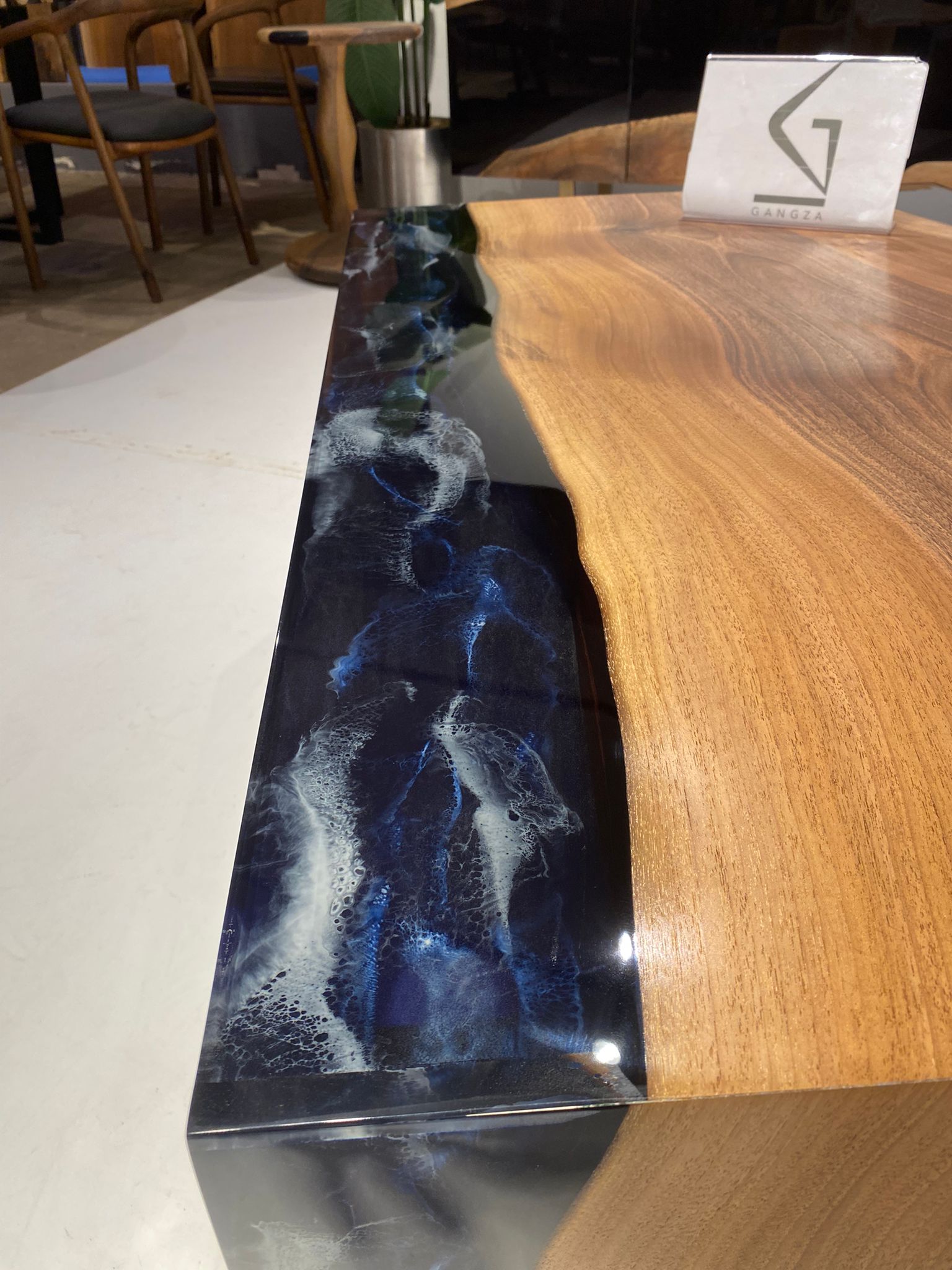 Picture of Custom Order Waterfall Coffee Table | Live Edge Resin Table |Epoxy Coffee Table 